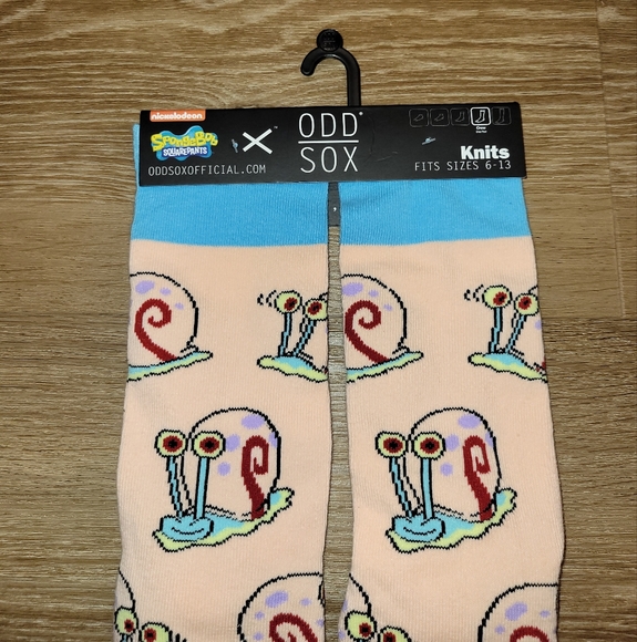 Odd Sox Spongebob Gary Socks Snail Nickelodeon Crew Adult Size 6 - 13 New - Picture 2 of 4